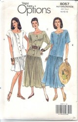 8057 SO EZ VOGUE DROP WAIST SS-LS DRESS LENGTHS PATTERN 14-18 uncut